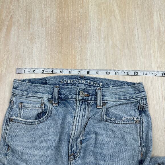 American Eagle Distressed Destroyed Blowout Mom Jean High Rise Denim Jeans 4 - Picture 8 of 16